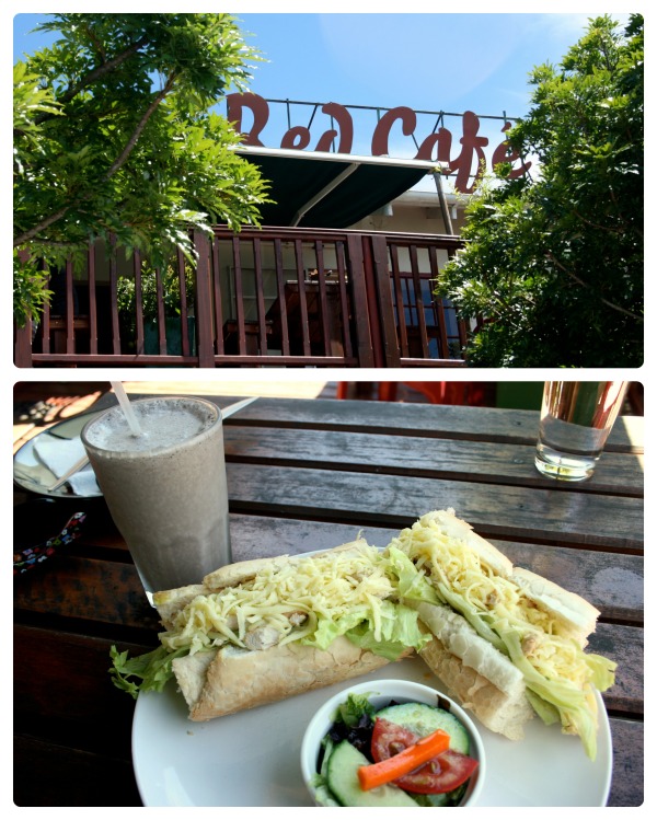 They have a unique balcony with a charming view. Here I enjoyed a roast chicken and cheese baguette with an Oreo milkshake.
