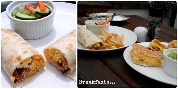 Breakfast wrap and a breakfast tramezzini, same filling, different outside. The wrap itself was somewhat bland, so it is better to have the cheese, scrambled egg and bacon in it's crispy tramezzini form.